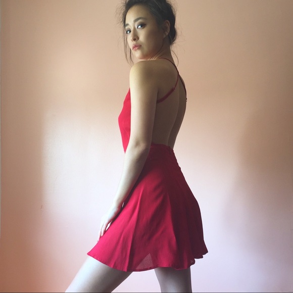 Reformation Dove Red Halter Mini Dress - Picture 2 of 4